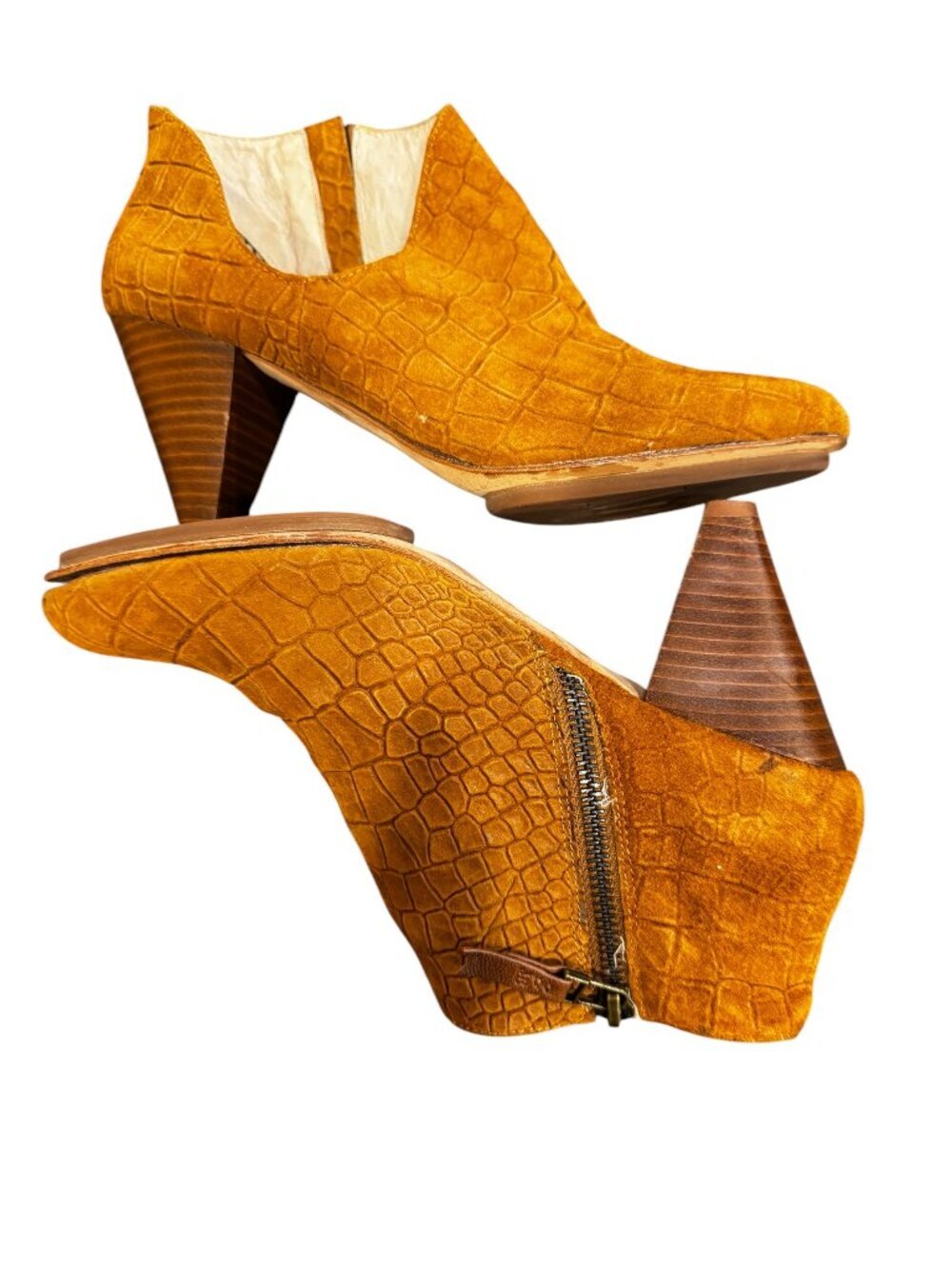 Matt Bernson Jaguar Croco Embossed Suede Ankle Booties Women’s Size 8